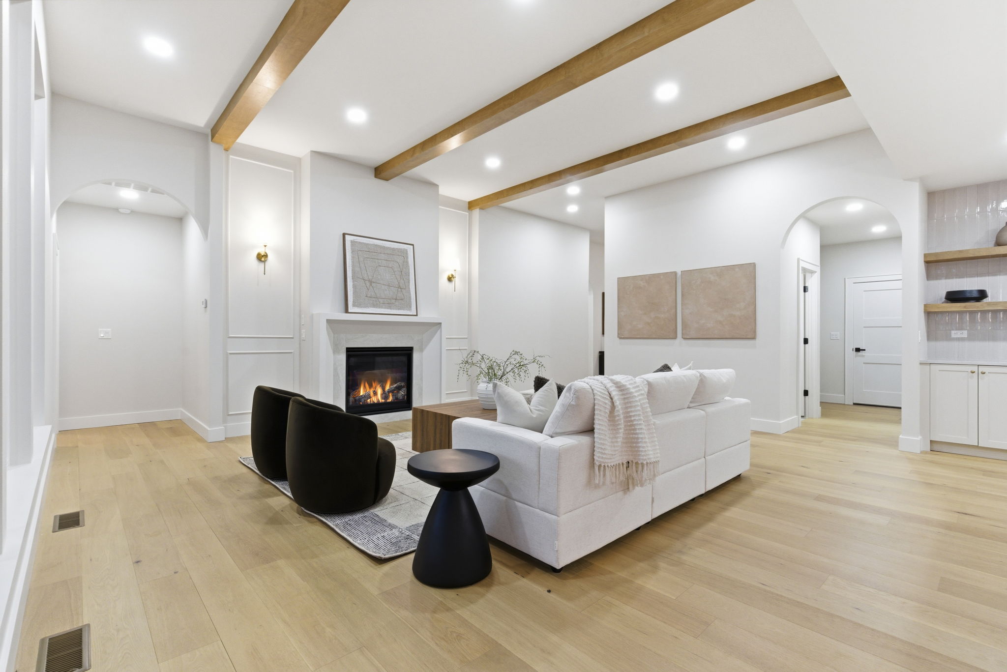 Staged living room with fireplace — Springfield Missouri listing