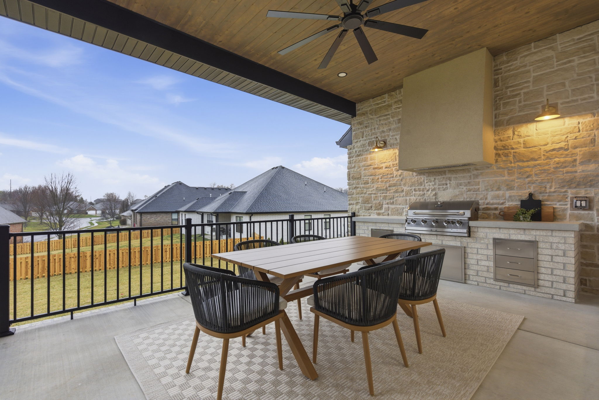 Staged outdoor patio and living space — Southwest Missouri home
